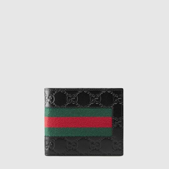 Black Gucci Signature Web Wallet by GUCCI