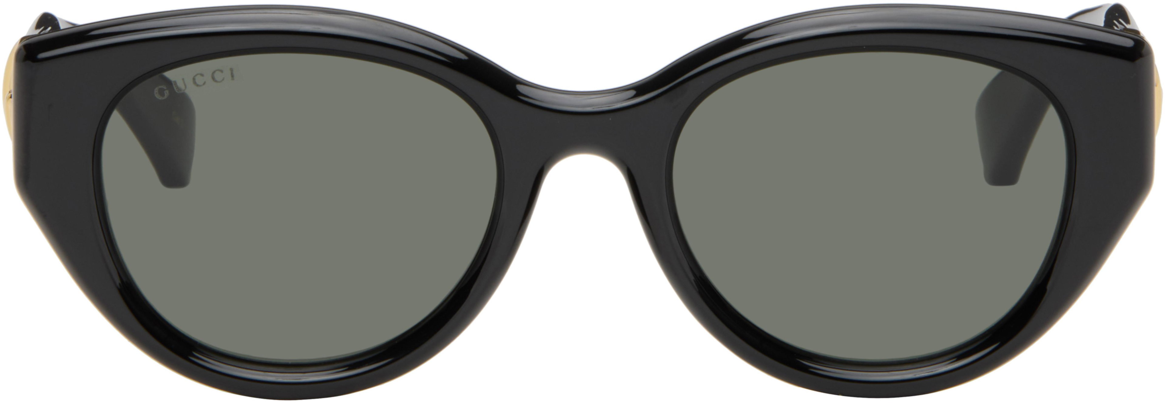 Black Low Nose Bridge Fit Sunglasses by GUCCI