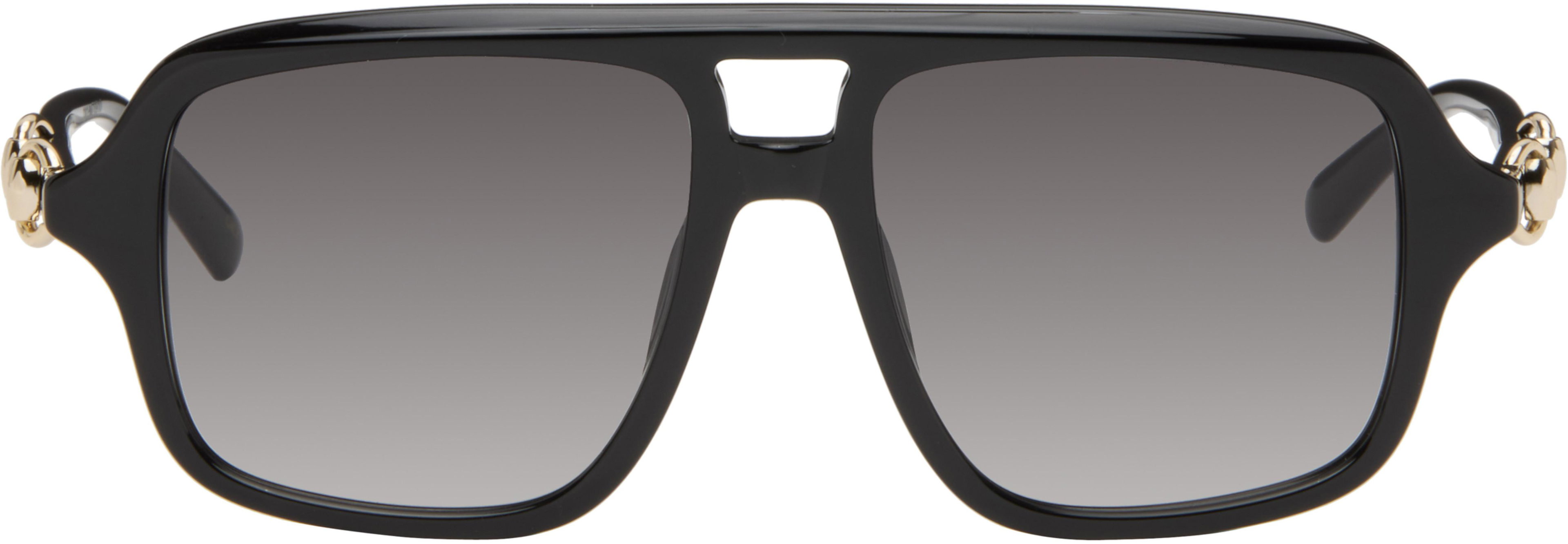 Black Navigator Frame Sunglasses by GUCCI