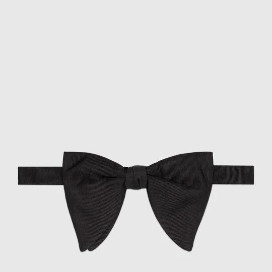 Black Silk Long Faille Bow Tie by GUCCI