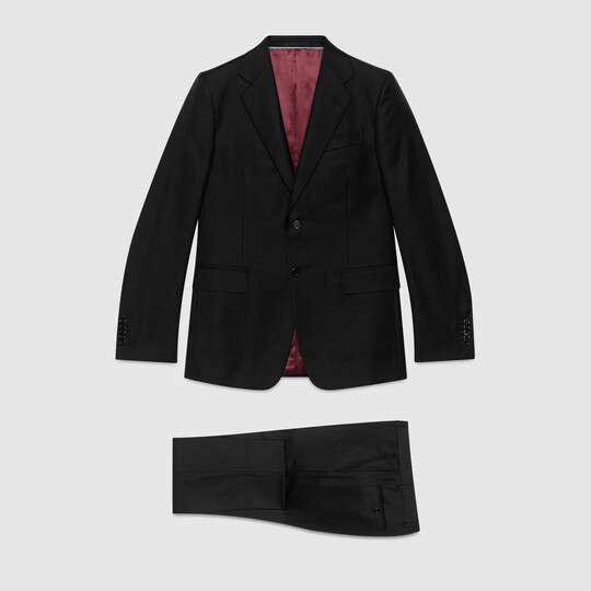 Black Straight fit wool suit by GUCCI