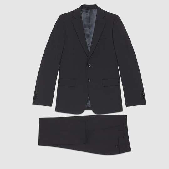 Blue Slim fit wool mohair suit by GUCCI