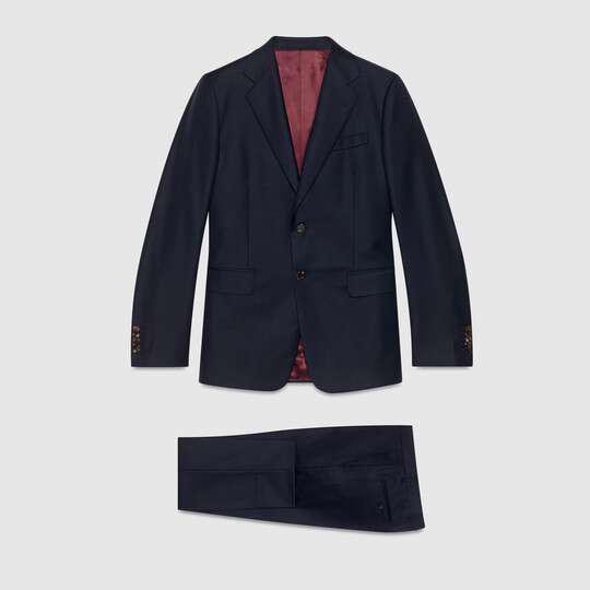 Blue Straight fit wool suit by GUCCI