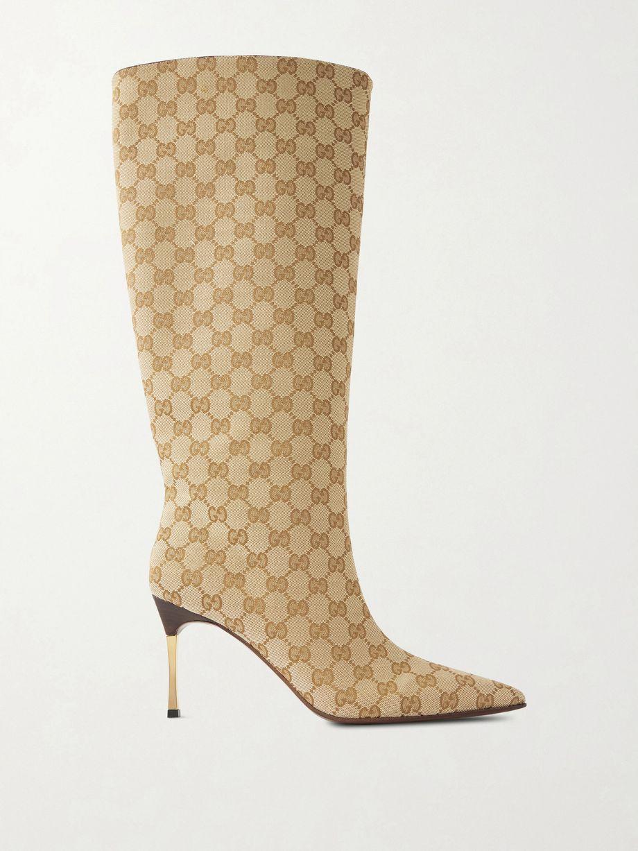 Bombshell coated-canvas knee boots by GUCCI