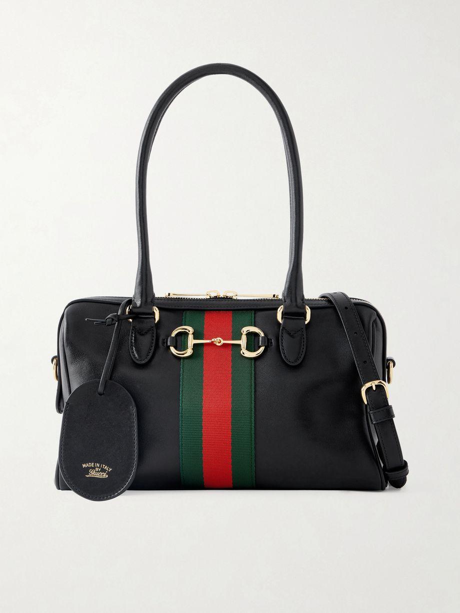 Borsetto small webbing-trimmed leather shoulder bag by GUCCI