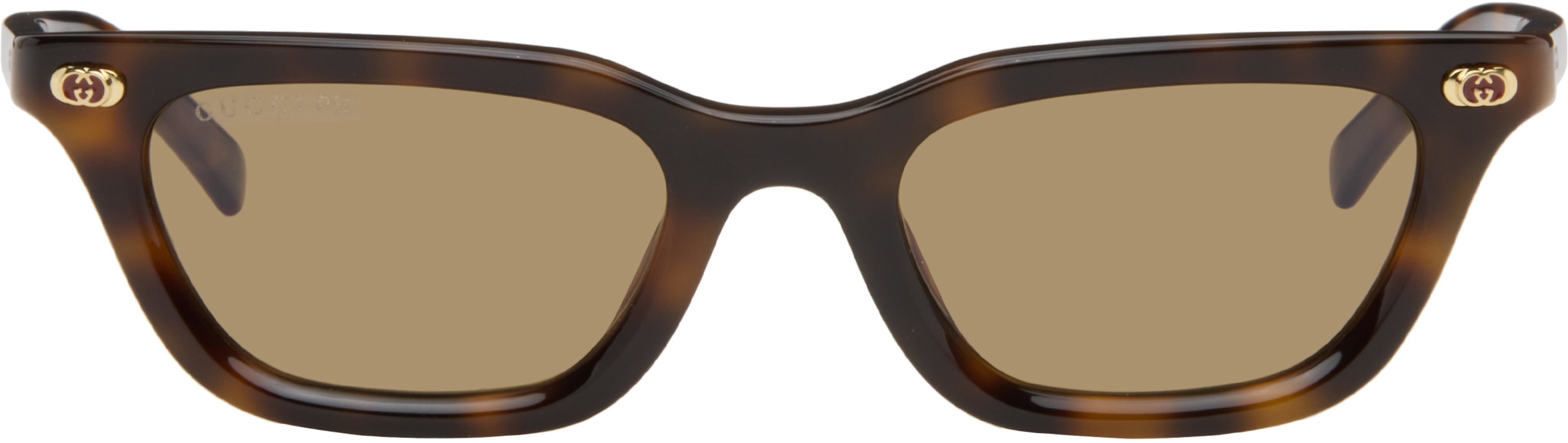 Brown Cat Eye Frame Sunglasses by GUCCI