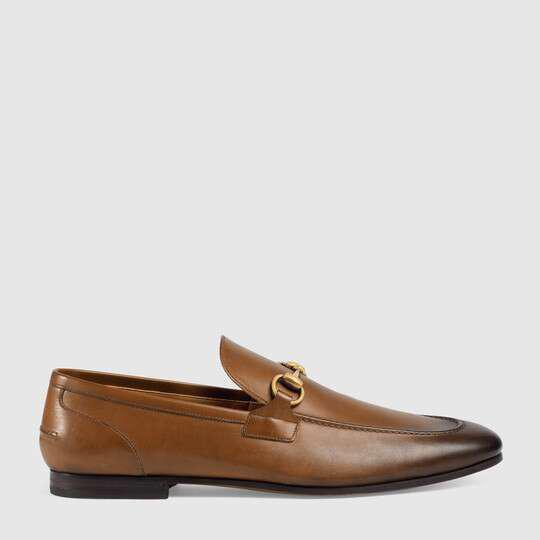 Brown Leather Gucci Jordaan Loafer by GUCCI