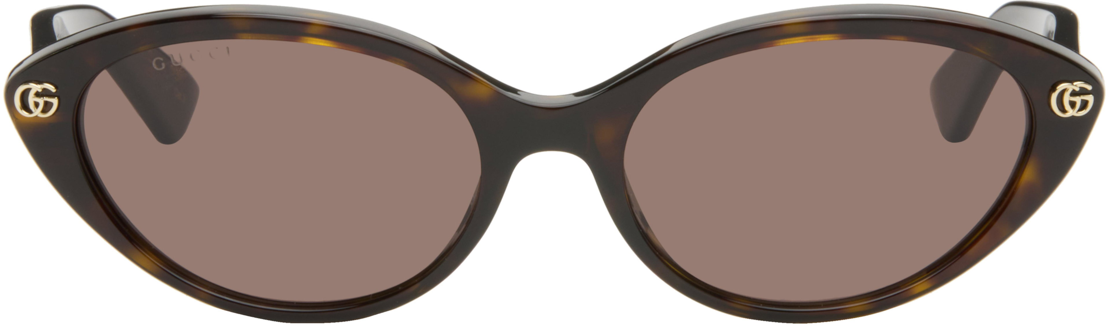 Brown Light Acetate Sunglasses by GUCCI
