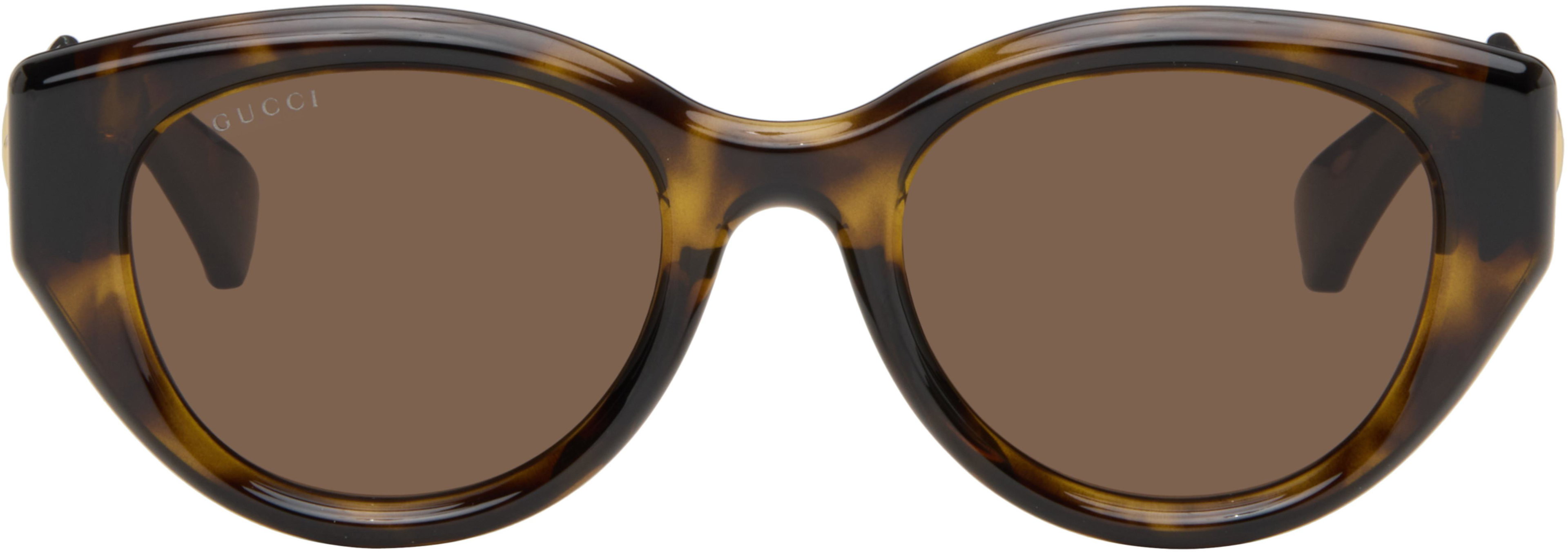 Brown Low Nose Bridge Fit Sunglasses by GUCCI