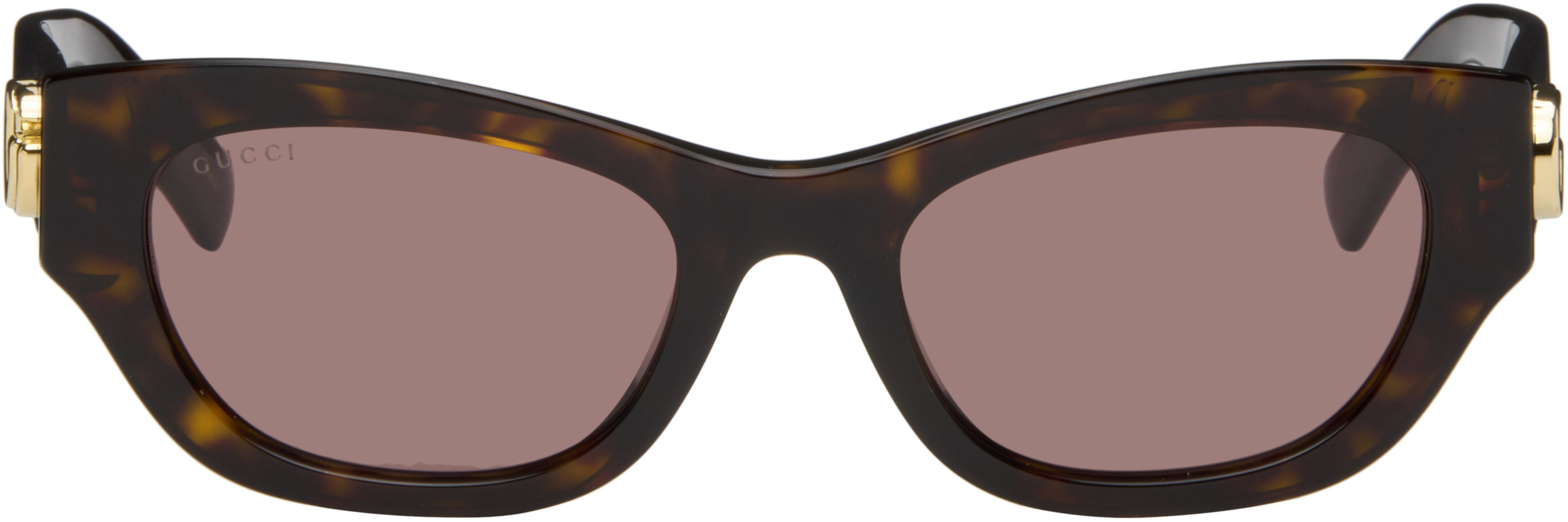 Brown Low Nose Bridge Fit Sunglasses by GUCCI