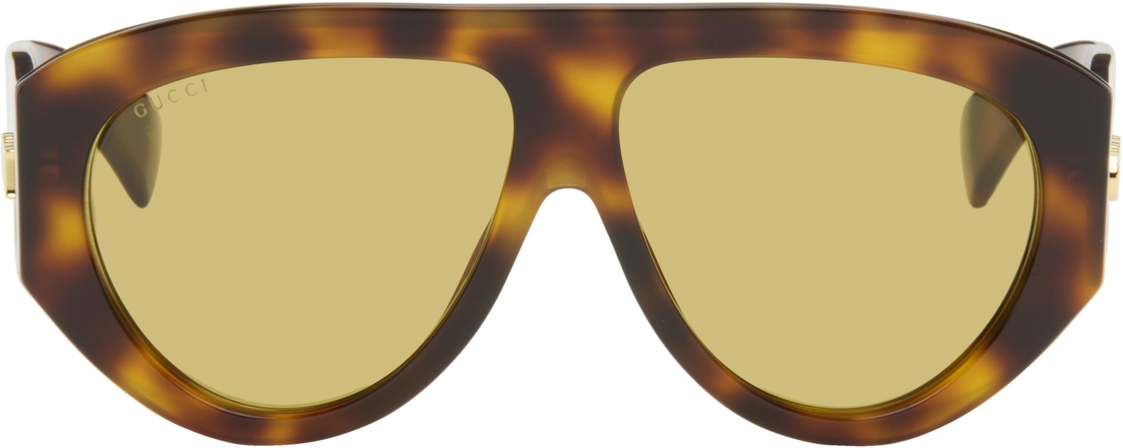 Brown Mask Frame Sunglasses by GUCCI