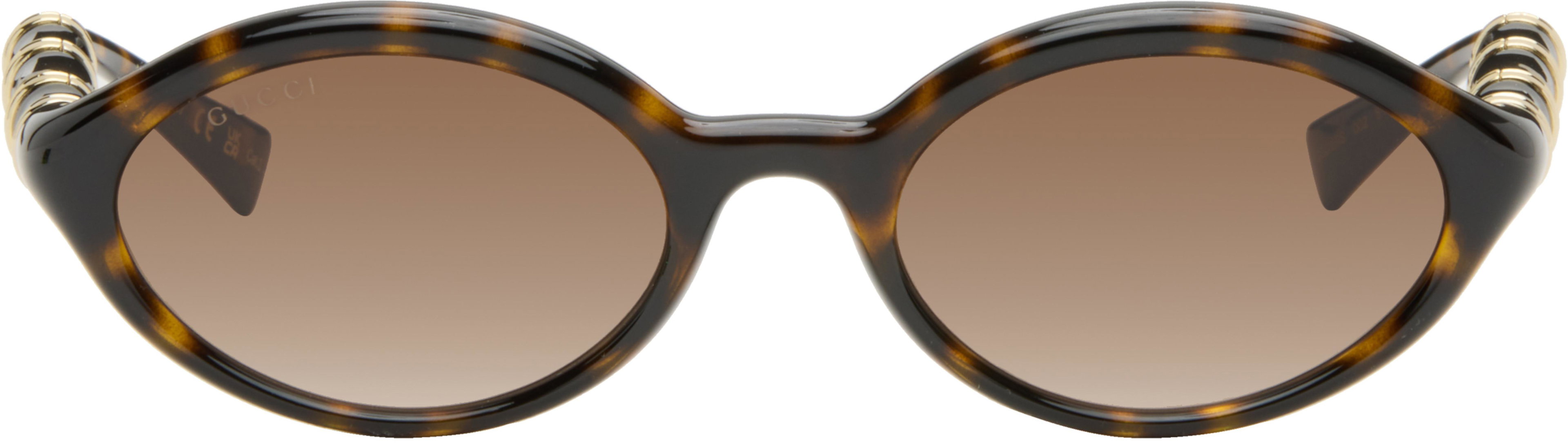 Brown Oval Frame Sunglasses by GUCCI