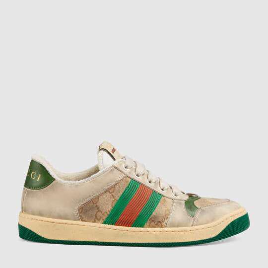 Butter Leather Women's Green Heel Screener Sneaker by GUCCI