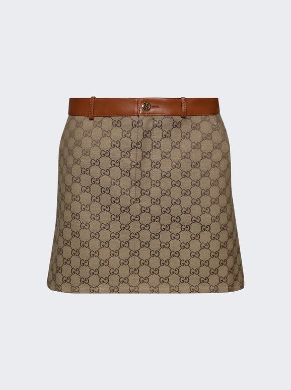 Canvas Mini Skirt Camel And Ebony  | The Webster by GUCCI