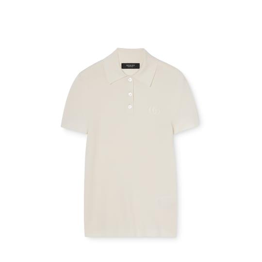 Cashmere silk polo shirt with embroidery by GUCCI