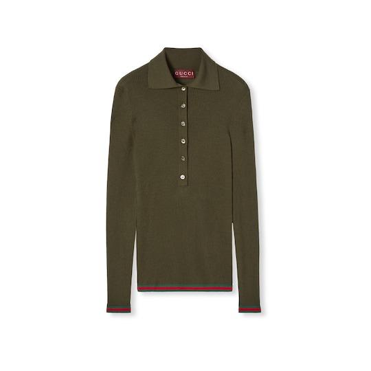 Cashmere silk top with embroidery by GUCCI