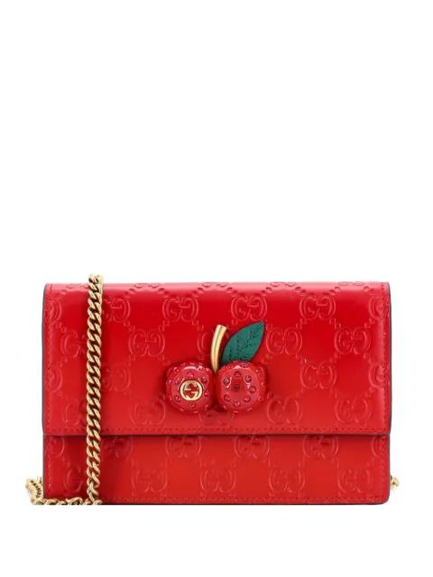 Cherries Wallet on Chain Guccissima Leather Mini crossbody bag by GUCCI Cherries Wallet on Chain Guccissima Leather Mini crossbody bag by GUCCI