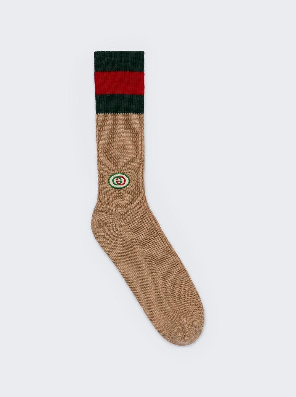 Classic Socks Camel And Dark Green by GUCCI