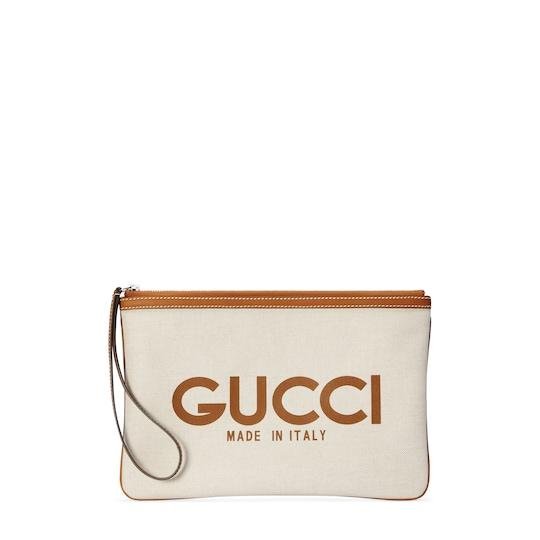 Clutch with Gucci print in Beige canvas by GUCCI
