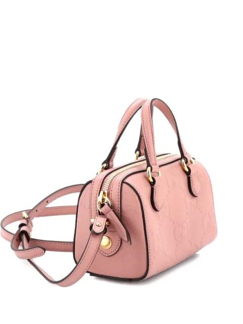 Convertible Boston Bag Jumbo GG Embossed Leather Super Mini crossbody bag by GUCCI Convertible Boston Bag Jumbo GG Embossed Leather Super Mini crossbody bag by GUCCI