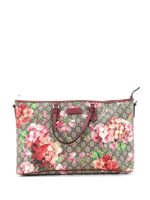 Convertible Zip Blooms Print GG Coated Canvas Large tote bag by GUCCI 