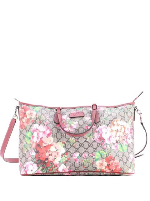 Convertible Zip Blooms Print GG Coated Canvas Large tote bag by GUCCI 