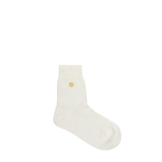 Cotton blend socks with Interlocking G in white by GUCCI