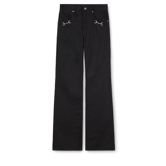 Cotton denim pants with Horsebit detail by GUCCI