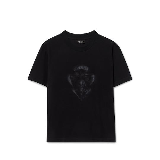 Cotton jersey T-shirt with Gucci crest by GUCCI
