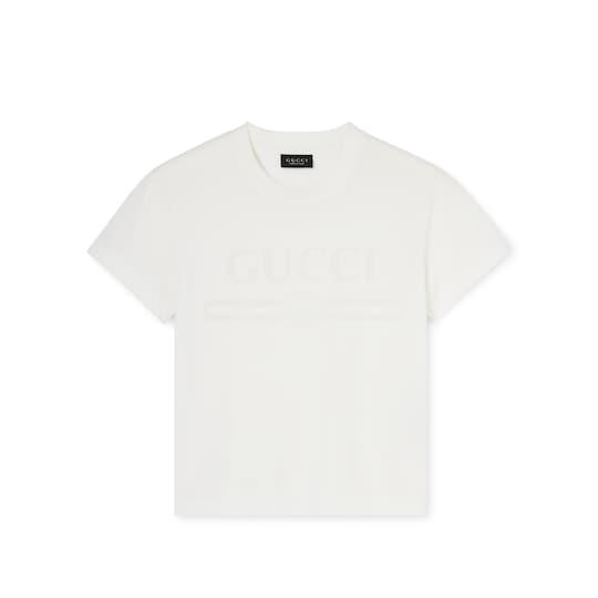 Cotton jersey T-shirt with devoré detail by GUCCI