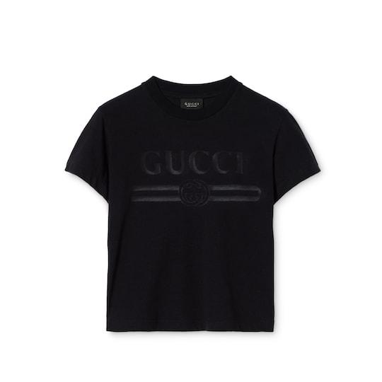 Cotton jersey T-shirt with devoré detail by GUCCI