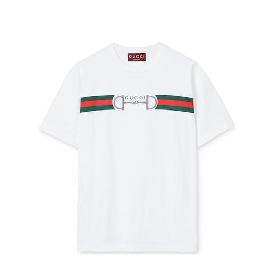 Cotton jersey T-shirt with embroidery by GUCCI
