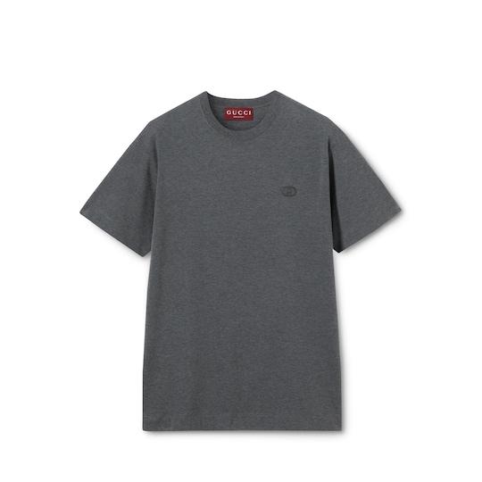 Cotton jersey T-shirt with embroidery by GUCCI
