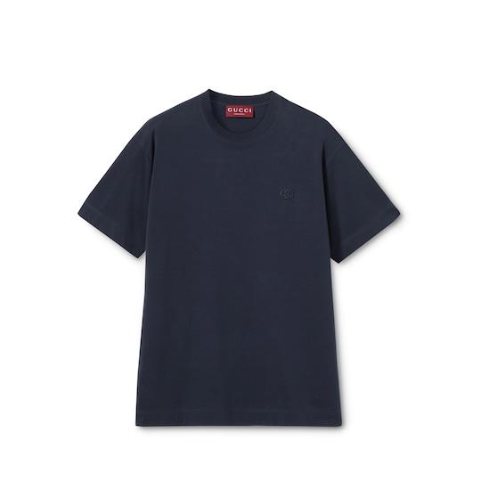 Cotton jersey T-shirt with embroidery by GUCCI