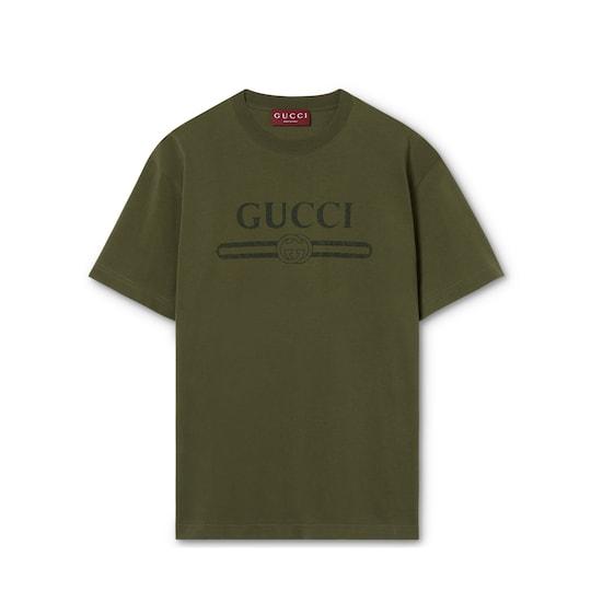 Cotton jersey T-shirt with print by GUCCI