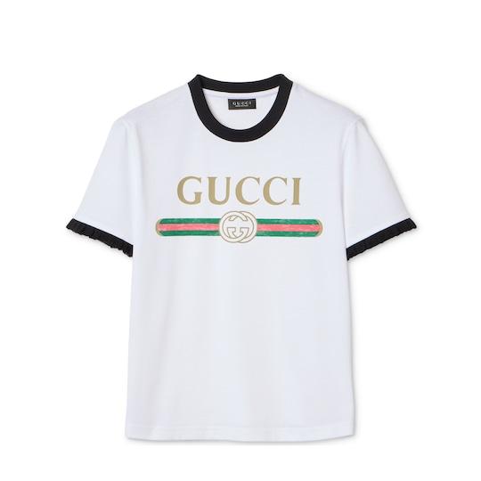 Cotton jersey T-shirt with print by GUCCI