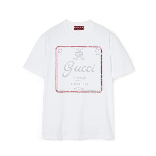 Cotton jersey T-shirt with print by GUCCI