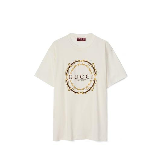 Cotton jersey T-shirt with print by GUCCI