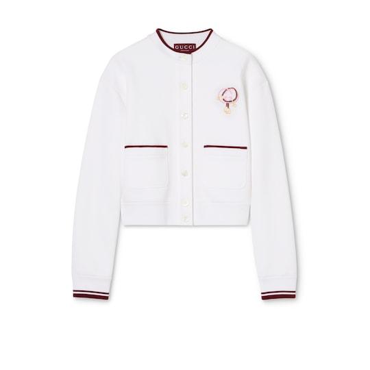 Cotton jersey cardigan with embroidery by GUCCI