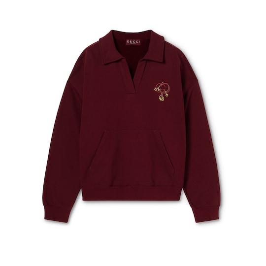 Cotton jersey sweatshirt with embroidery by GUCCI