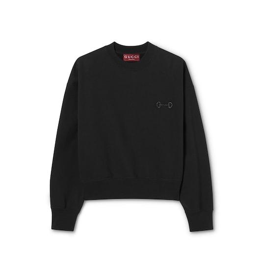 Cotton jersey sweatshirt with embroidery by GUCCI