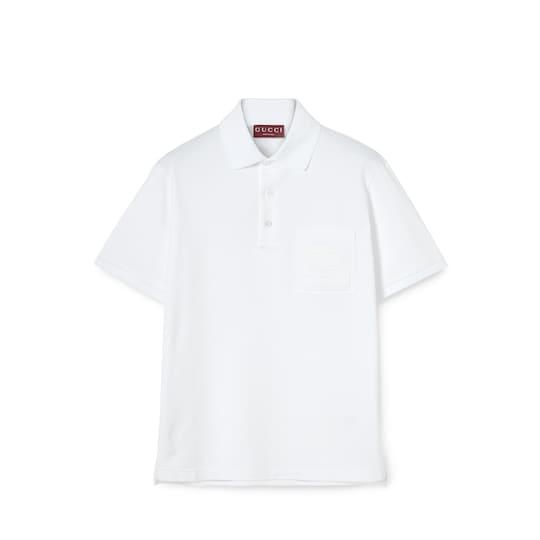 Cotton piquet polo shirt with embroidery by GUCCI