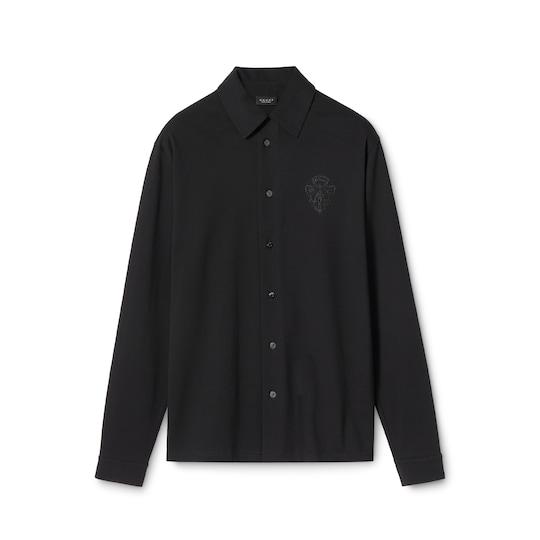 Cotton piquet shirt with embroidery by GUCCI