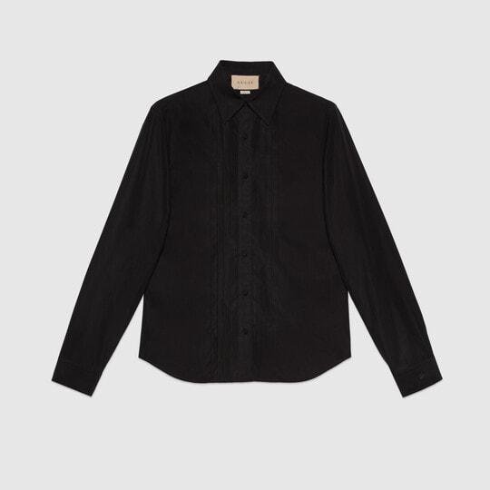 Cotton poplin shirt in black by GUCCI