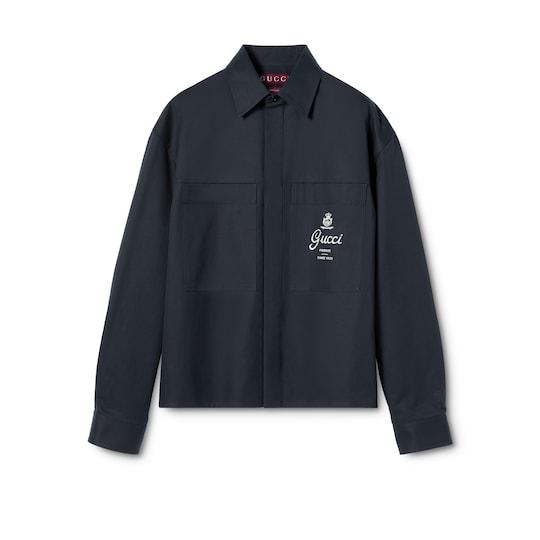 Cotton twill shirt with print by GUCCI