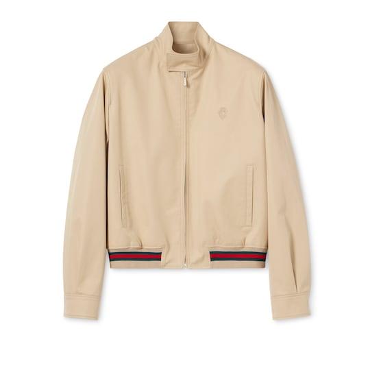 Cotton twill zip jacket with Web by GUCCI