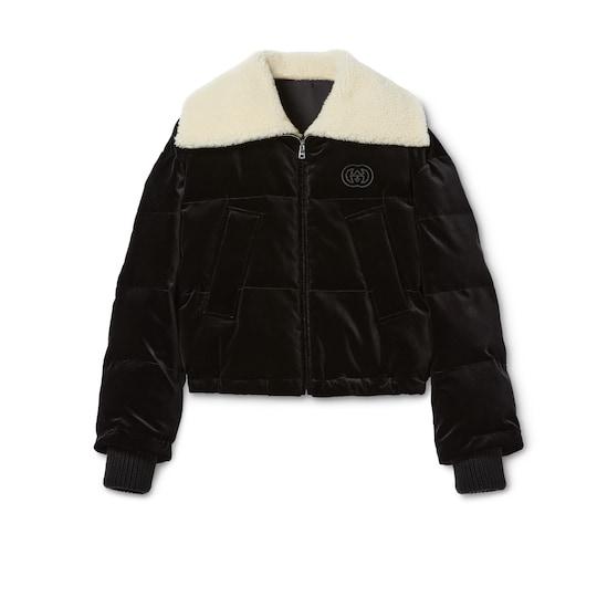 Cotton velvet puffer bomber by GUCCI