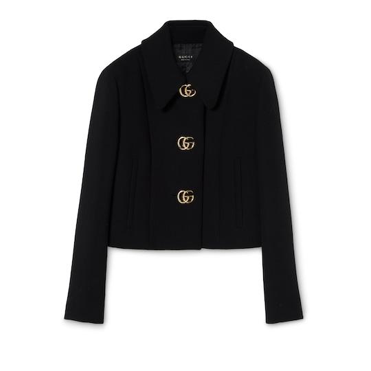 Crêpe wool jacket with Double G button by GUCCI