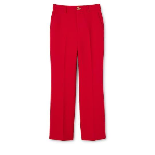 Crêpe wool pants with Double G button by GUCCI