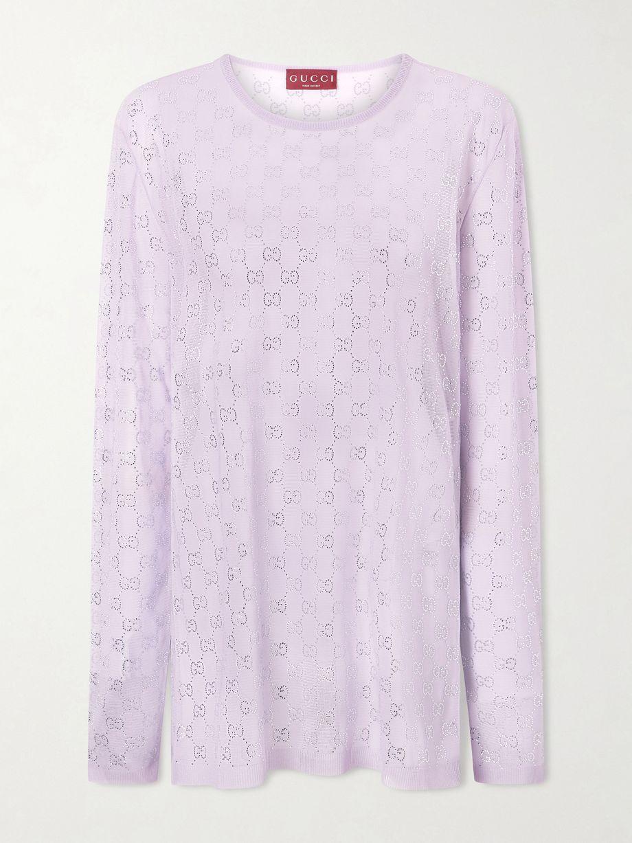 Crystal-embellished knitted silk sweater by GUCCI